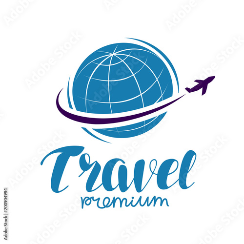 Travel logo or label. Journey, tour, voyage symbol. Vector illustration