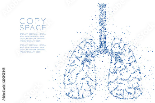 Abstract Geometric square box pattern Lung shape, Medical Science Organ concept design blue color illustration isolated on white background with copy space, vector eps 10