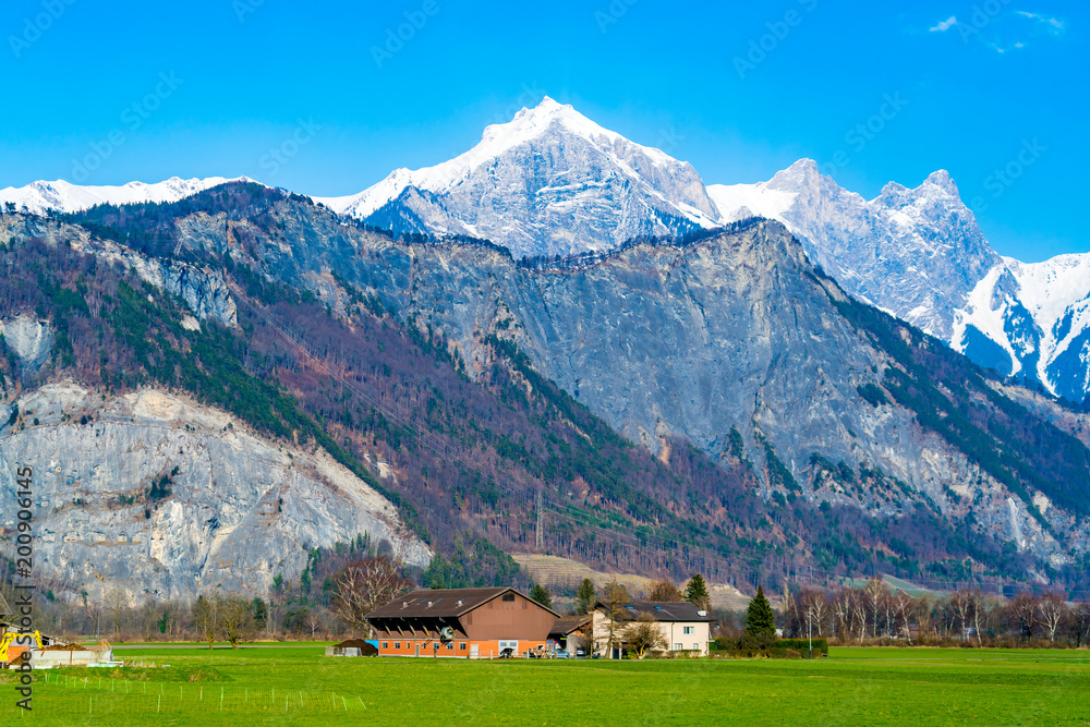 Alpine landscape at the wayside to St. Moritz