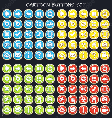 Cartoon buttons set game.Vector illustration,GUI elements for mobile games,video games