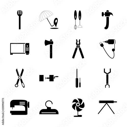 icon Instruments And Tools with claw, trim, power supply, isntrument and element