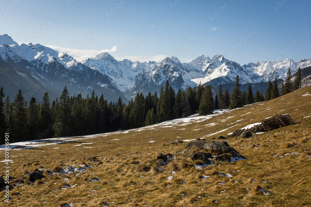 View from Rusinowa glade on Tatra mountains, Poland View from Rusinowa glade on Tatra mountains, Poland