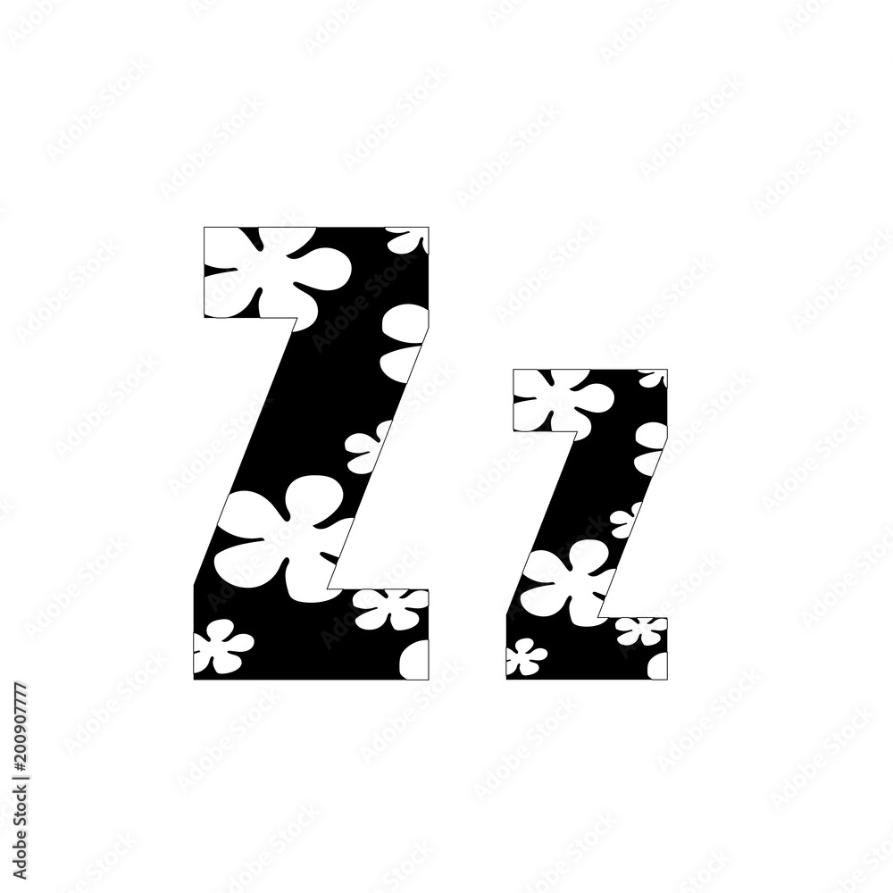 Black and white flowers letter Z logo design template. Stylish vector icon Black and white flowers letter Z logo design template. Stylish vector icon