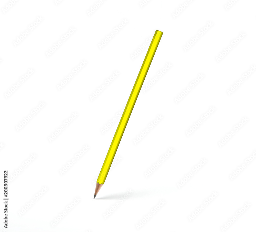 Yellow pencil with shadow on a white background. Yellow pencil with shadow on a white background.