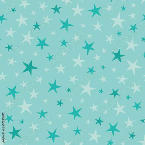 Vector Soft Blue Green Stars Seamless Pattern
