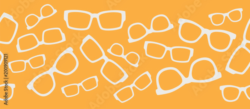 Vector Yellow White Glasses Seamless Border