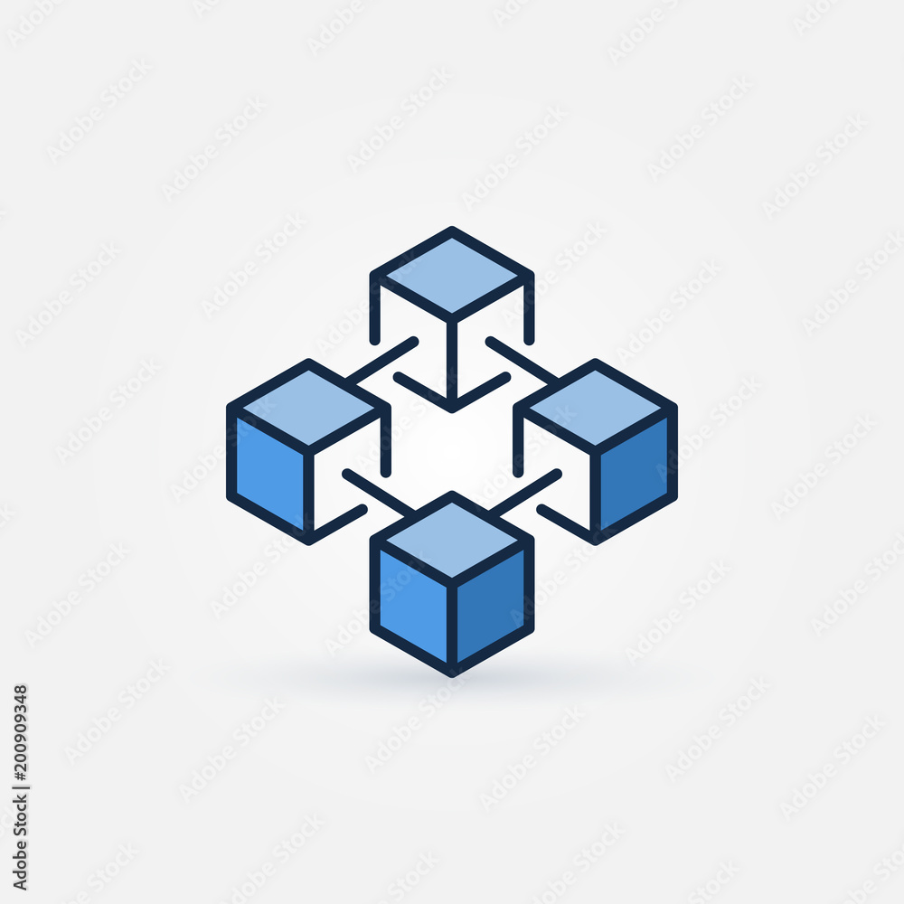 Blue blockchain technology vector icon