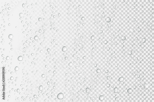 Fotografiet Vector Water drops on glass. Rain drops on transparent background
