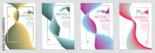Abstract flow fluid shape vector backgrounds set. A4 print format. Brochure, flyer, cover, poster or guidebook template.
