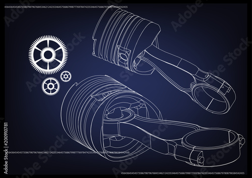 3d model of piston and gear