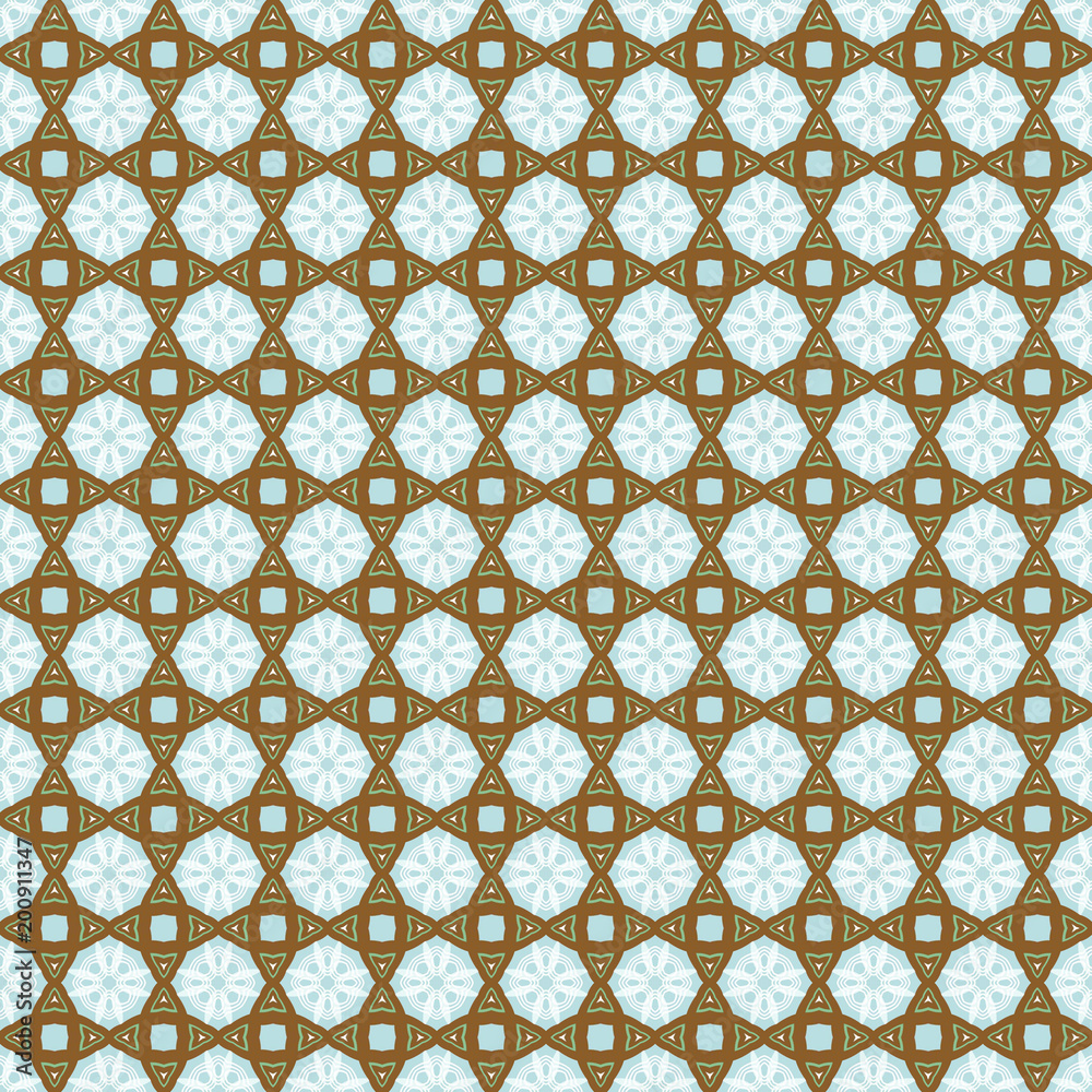 Ethnic geometric pattern in repeat. Fabric print. Seamless background, mosaic ornament, retro style.