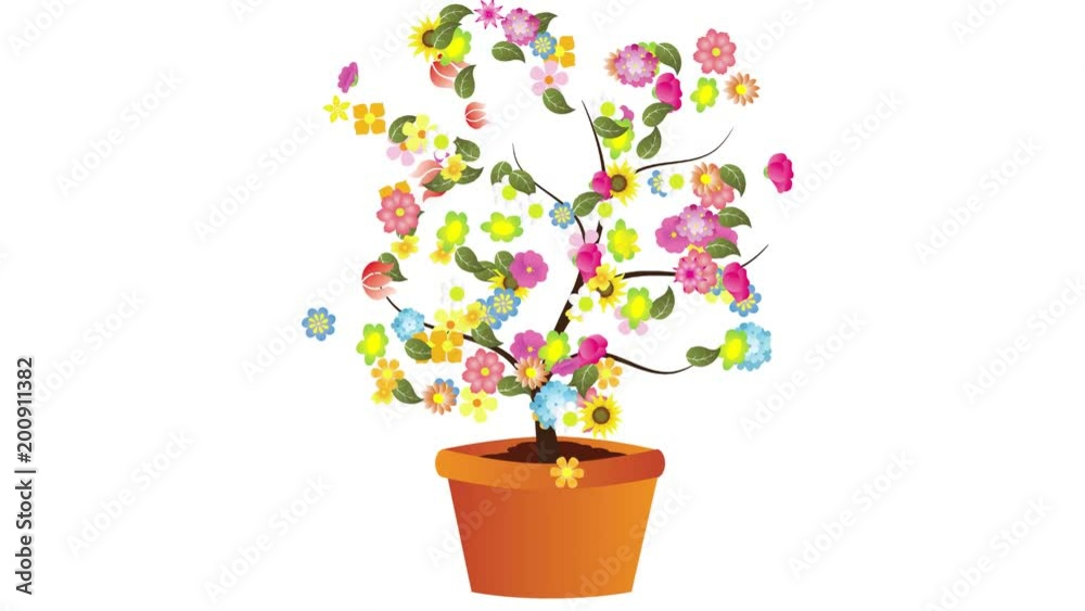 Animação com flores que mostram o início da primavera
