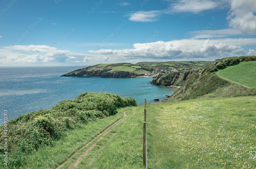 Sunny day on Cornish coastline
