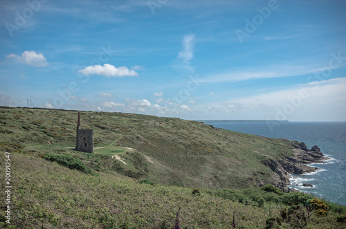 Ruins of a tin mine Cornwall coast United Kingdom