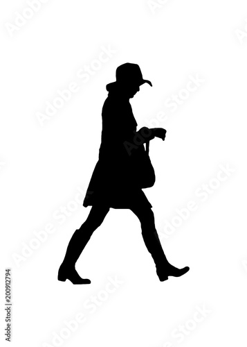 Side View Woman Walking Silhouette