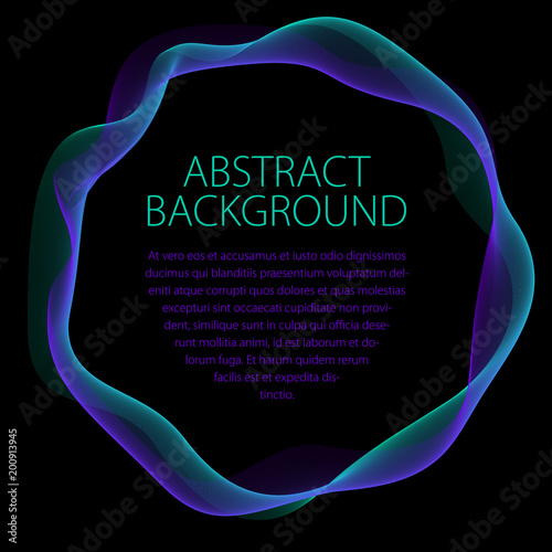 Round frame of flowing smoke. Vector abstract artistic beautiful background with copy space for text. Isolated over black background.