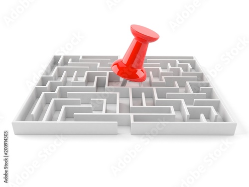 Maze with thumbtack