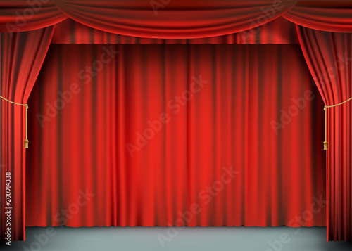 Red theater curtain with the stage.