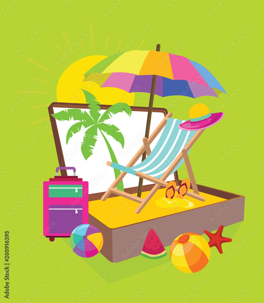 Summer illustration. Summer set - vector icon
