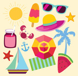 Summer illustration. Summer set - vector icon