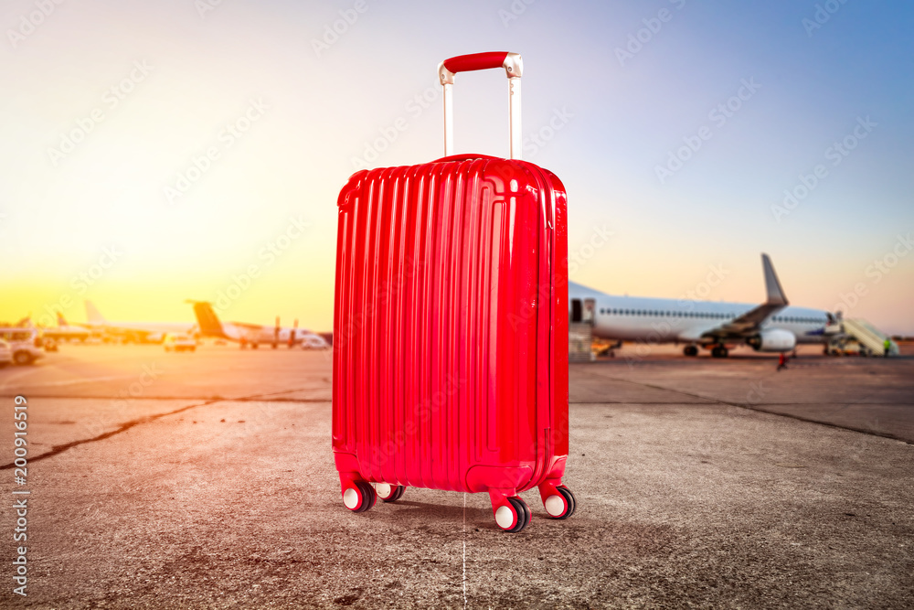 Suitcase and travel time of airplane Suitcase and travel time of airplane