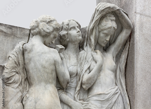 Sculptures of the Elisabeth of Austria monument in Trieste  Italy