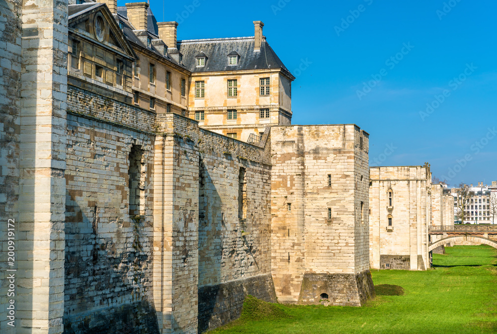 The Chateau de Vincennes, a 14th and 17th century royal fortress near Paris in France