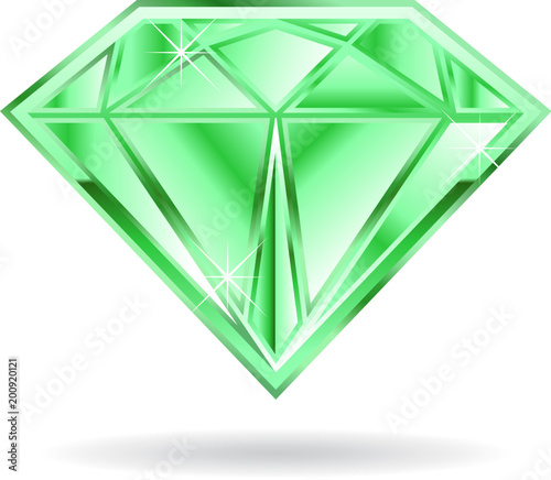 Emerald Gem on White background. Vector graphic illustration