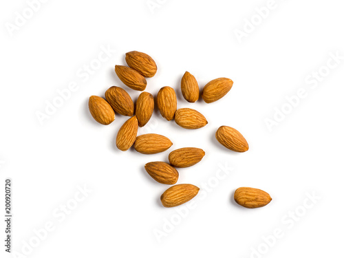 Nuts almonds isolated on white background