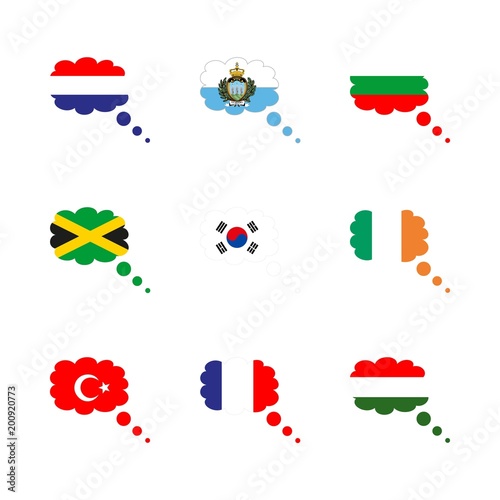 icon Flag with southern corea, jamaica flag, hungary flag, bulgaria and flag of corea