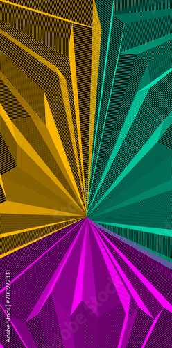 Vector illusive surreal art background for design like a hallucination drug trip surrealism, linear 3d trend. Fantastic psychedelic trendy modern op art, optical dimensional illusion.