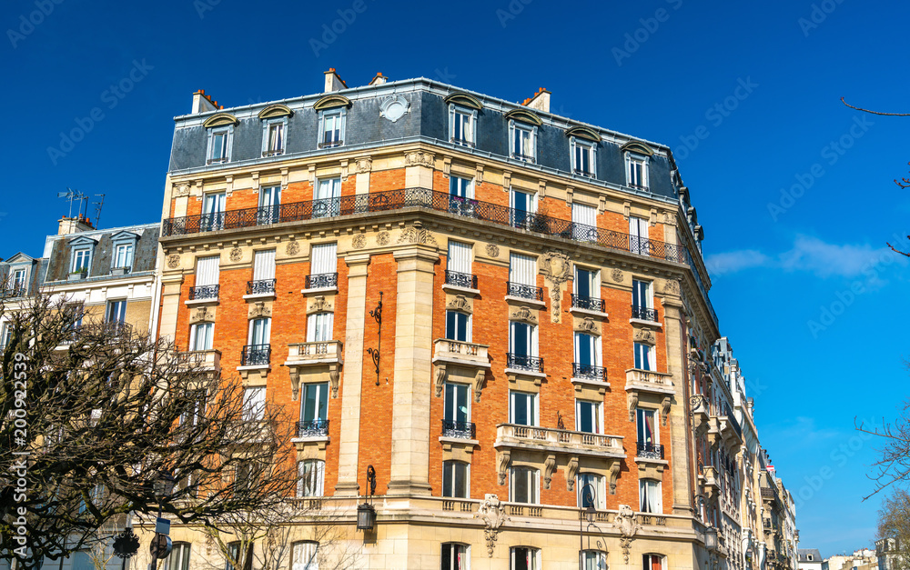 Fototapeta premium Typical french buildings in Vincennes town near Paris