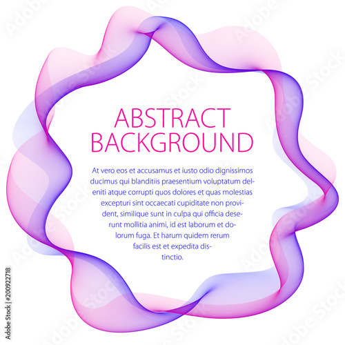 Flowing smooth linear frame in a shape of circle. Vector abstract artistic beautiful background with copy space for text.  Isolated over white background.