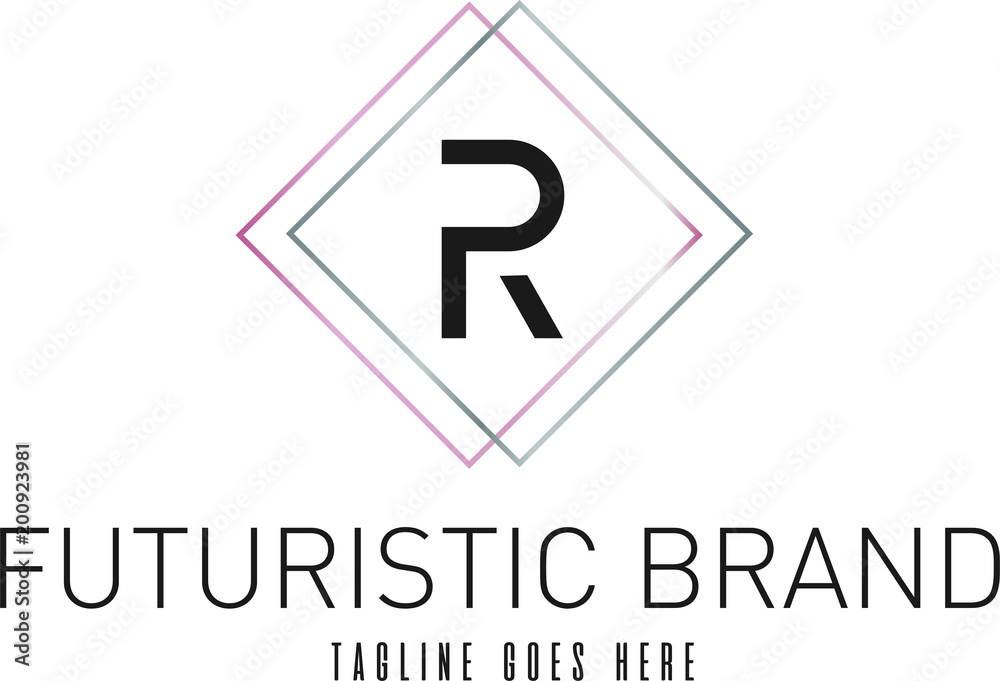 Modern Elegant Silver Rose Gold Geometric Letter R Logo Modern Elegant Silver Rose Gold Geometric Letter R Logo