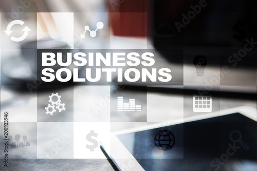Business solutions on the virtual screen. Business concept.