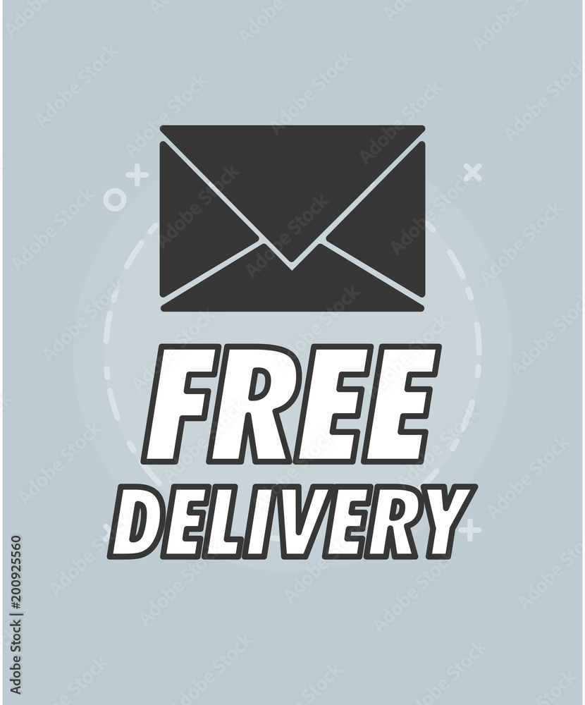 Free delivery design with envelope icon over gray background, vector illustration Free delivery design with envelope icon over gray background, vector illustration