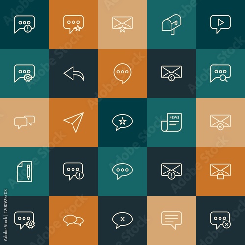 Modern Simple Set of chat and messenger, email Vector outline Icons. ..Contains such Icons as reply,  outline,  cellular,  answer and more on vintage colors background. Fully Editable. Pixel Perfect.