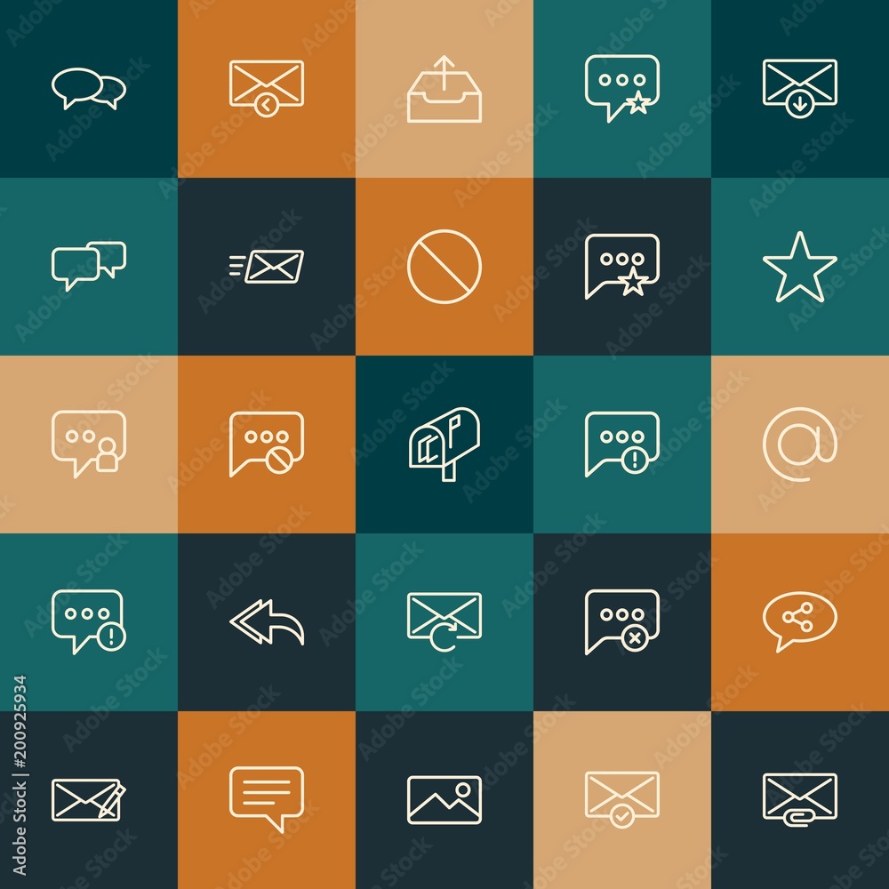 Modern Simple Set of chat and messenger, email Vector outline Icons. ..Contains such Icons as  sign,  business, download,  share and more on vintage colors background. Fully Editable. Pixel Perfect.