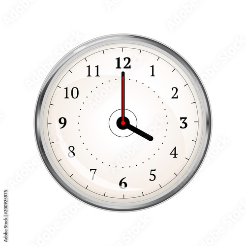 Realistic clock face showing 04-00 on white