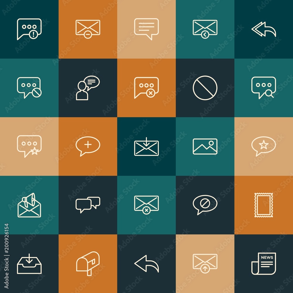 Modern Simple Set of chat and messenger, email Vector outline Icons. ..Contains such Icons as  illustration,  sign, reply, letter and more on vintage colors background. Fully Editable. Pixel Perfect.