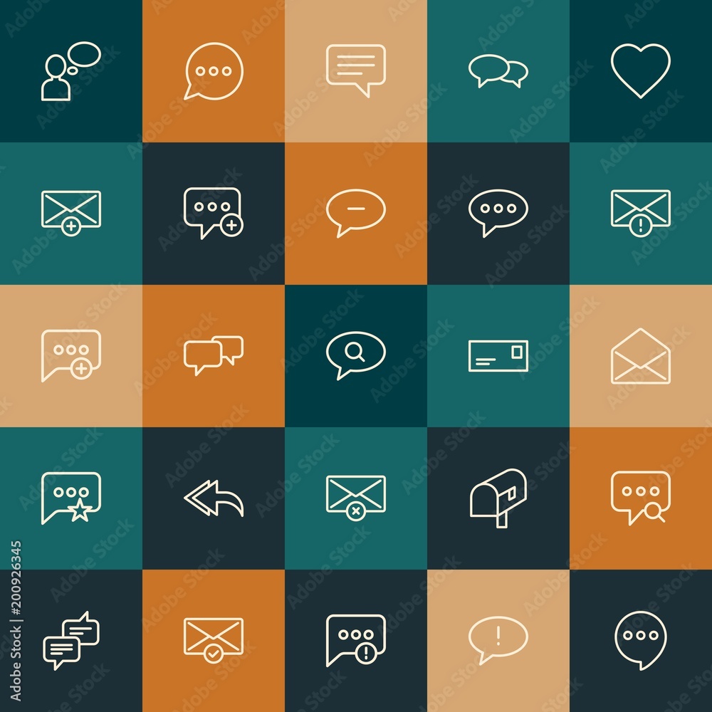 Modern Simple Set of chat and messenger, email Vector outline Icons. ..Contains such Icons as  envelope,  icon,  empty,  bubble and more on vintage colors background. Fully Editable. Pixel Perfect.