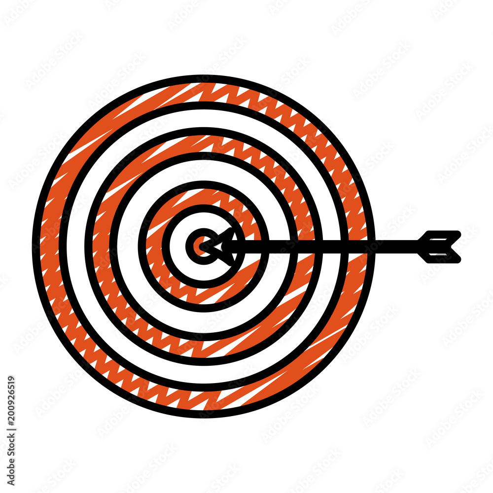 doodle dart board target sucess with arrow Stock Vector | Adobe Stock