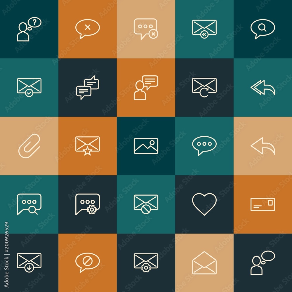Modern Simple Set of chat and messenger, email Vector outline Icons. ..Contains such Icons as  vector,  mail,  email,  help,  idea and more on vintage colors background. Fully Editable. Pixel Perfect.