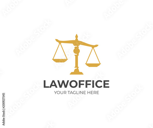 Scales of justice logo template. Law scales vector design. Legal scales of justice logotype