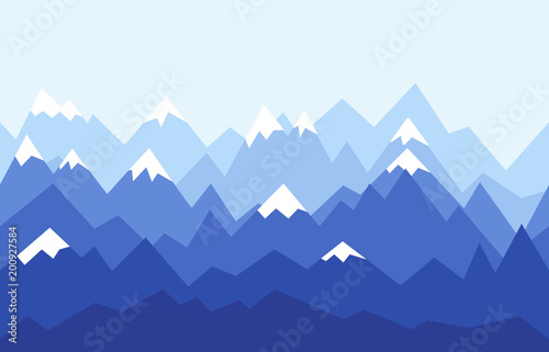 Mountains landscape in geometric style. Seamless background. Vector illustration.