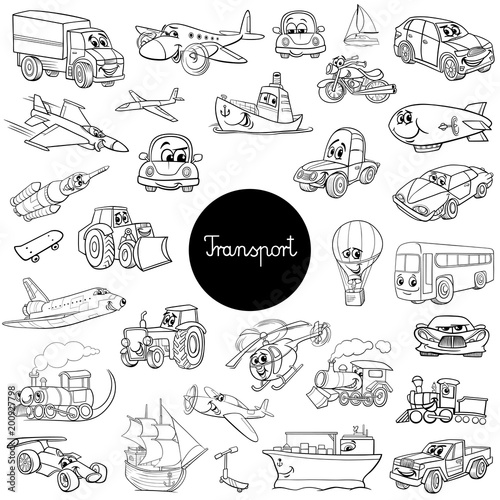 transportation vehicle characters large set