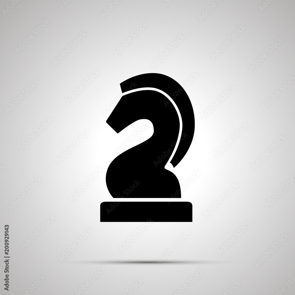 Simple black knight chess icon with with shadow Simple black knight chess icon with with shadow