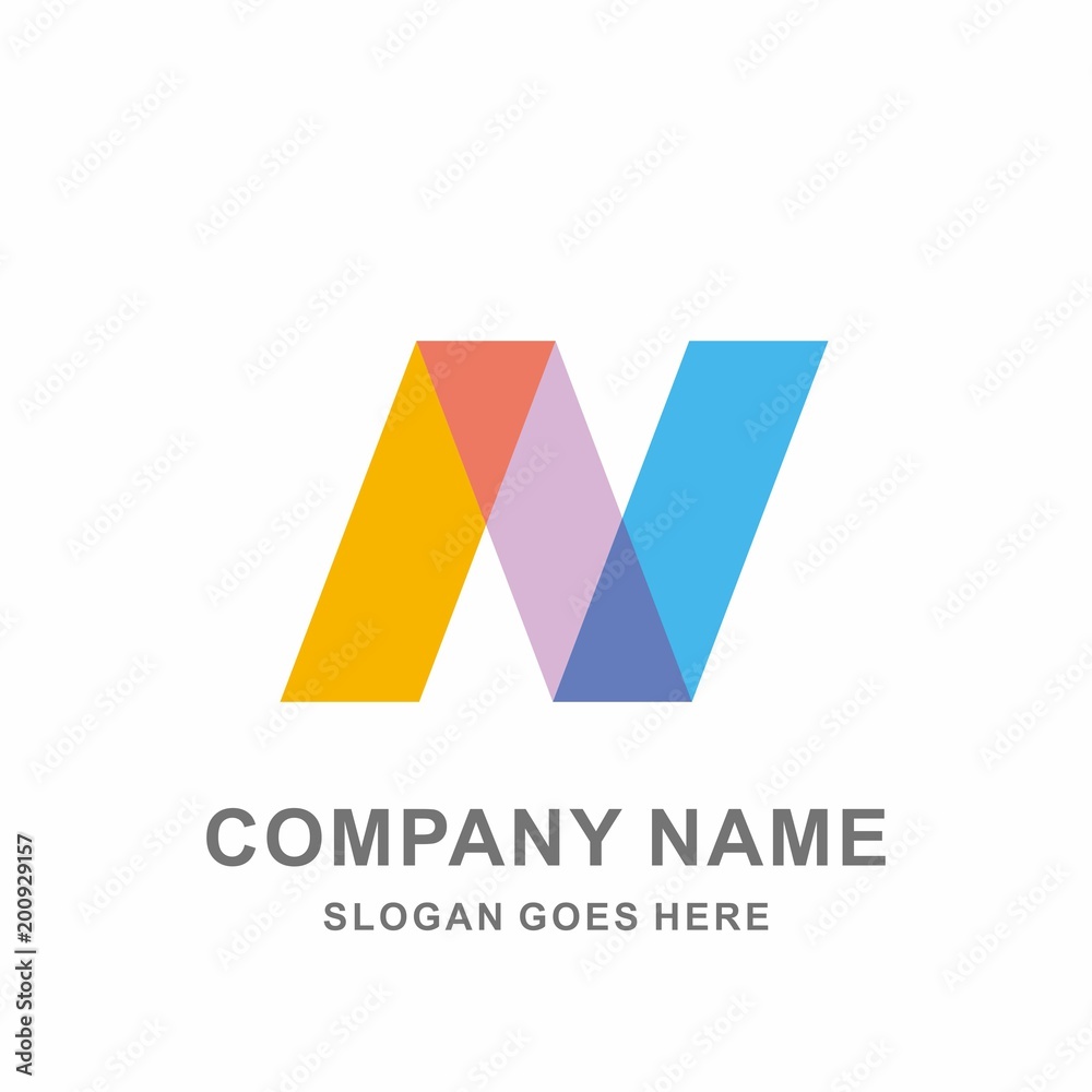 Monogram Letter N Geometric Infinity Digital Technology Computer Business Company Stock Vector Logo Design Template