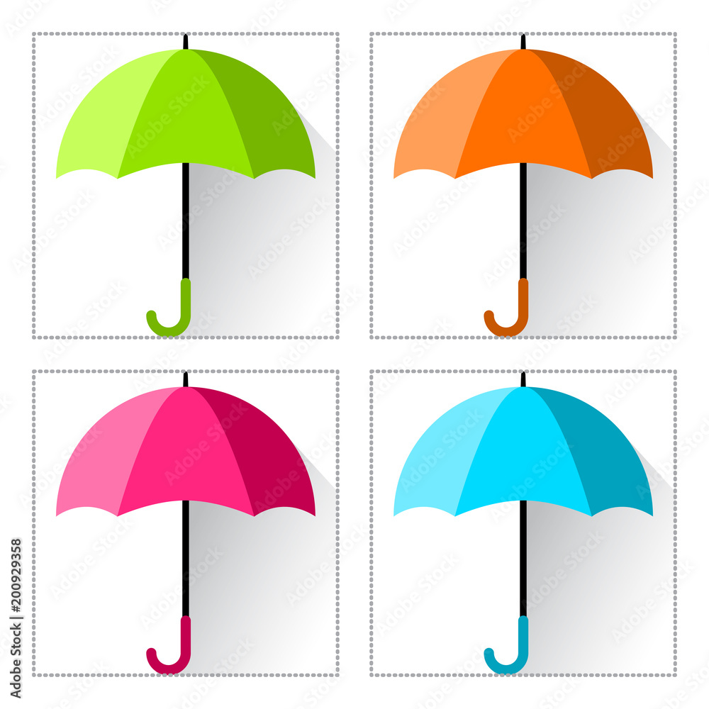 Set of colorful umbrella. Vector illustration