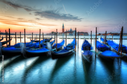 Gondolas in  Grand Canal on sinrise, Venice, Italy © Shchipkova Elena